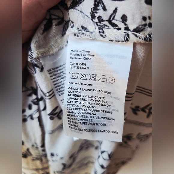 H&M Cover UP OFF White Black Floral Maxi Cotton Vacation Dress M L - Picture 6 of 10